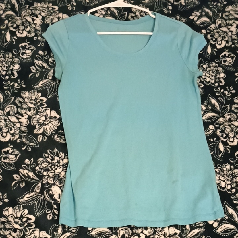 Fitted Green and Blue Short Sleeve Tee